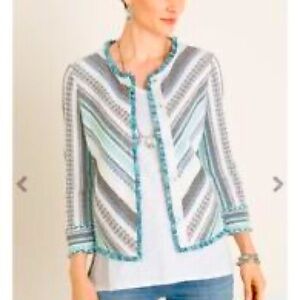 Chicos Cardigan Sweater/Jacket Structured Size 1 (8-10) Snap Up